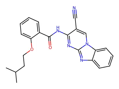 N-(3-Cyanopyrimido(1,2-A)benzimidazol-2-YL)-2-(isopentyloxy)benzamide structure