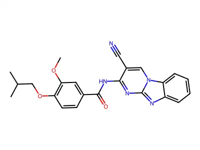 N-(3-Cyanopyrimido(1,2-A)benzimidazol-2-YL)-4-isobutoxy-3-methoxybenzamide structure