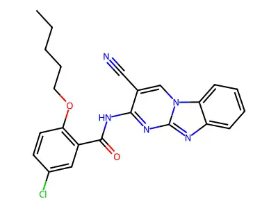 5-Chloro-N-(3-cyanopyrimido(1,2-A)benzimidazol-2-YL)-2-(pentyloxy)benzamide structure