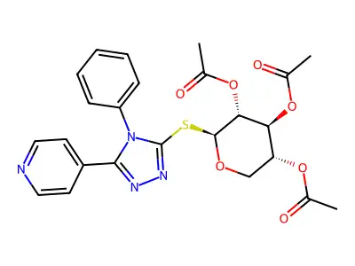 beta-D-Xylopyranoside, 4-phenyl-5-(4-pyridinyl)-4H-1,2,4-triazol-3-yl 1-thio-, 2,3,4-triacetate structure