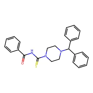 N-(4-benzhydrylpiperazine-1-carbothioyl)benzamide structure