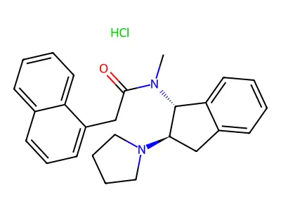 1-Naphthaleneacetamide, N-(2,3-dihydro-2-(1-pyrrolidinyl)-1H-inden-1-yl)-N-methyl-, monohydrochloride, trans-(+-)- structure