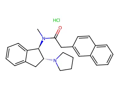2-Naphthaleneacetamide, N-(2,3-dihydro-2-(1-pyrrolidinyl)-1H-inden-1-yl)-N-methyl-, monohydrochloride, trans-(+-)- structure