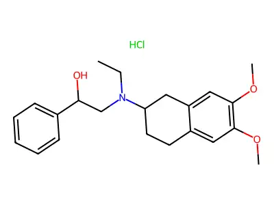 2-((N-Ethyl,N-2-phenyl-2-ethanol)amino)-6,7-dimethoxytetraline hydrochloride structure
