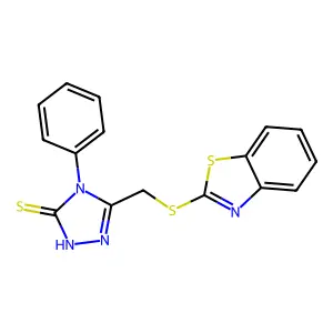 5-(Benzothiazol-2-ylsulfanylmethyl)-4-phenyl-4H-[1,2,4]triazole-3-thiol structure
