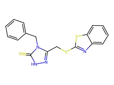 5-[(1,3-benzothiazol-2-ylsulfanyl)methyl]-4-benzyl-4H-1,2,4-triazole-3-thiol structure