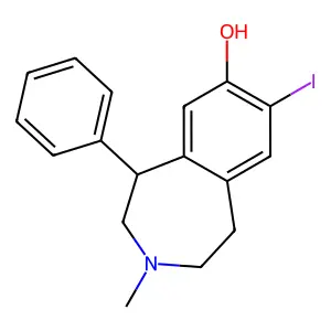 8-iodo-2,3,4,5-tetrahydro-3-methyl-5-phenyl-1H-3-benzazepine-7-ol structure