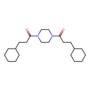 1,4-Bis(3-cyclohexylpropanoyl)piperazine structure