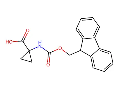 1-((((9H-Fluoren-9-yl)methoxy)carbonyl)amino)cyclopropanecarboxylic acid structure