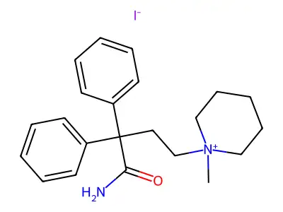 4-(1-Methylpiperidin-1-ium-1-yl)-2,2-diphenylbutanimidate--hydrogen iodide (1/1) structure