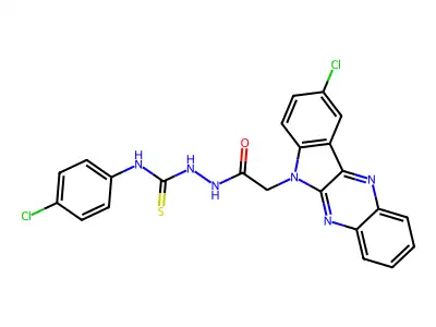 6H-Indolo(2,3-b)quinoxaline-6-acetic acid, 9-chloro-, 2-(((4-chlorophenyl)amino)thiocarbonyl)hydrazide structure