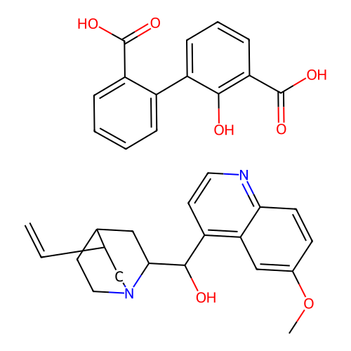 2'-Hydroxy[1,1'-biphenyl]-2,3'-dicarboxylic acid--6'-methoxycinchonan-9-ol (1/1) structure