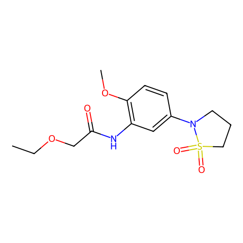 N-(5-(1,1-dioxidoisothiazolidin-2-yl)-2-methoxyphenyl)-2-ethoxyacetamide structure