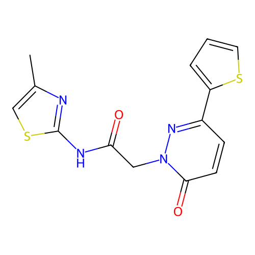 N-(4-methylthiazol-2-yl)-2-(6-oxo-3-(thiophen-2-yl)pyridazin-1(6H)-yl)acetamide structure