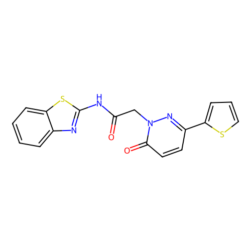 N-(1,3-benzothiazol-2-yl)-2-[6-oxo-3-(thiophen-2-yl)pyridazin-1(6H)-yl]acetamide structure