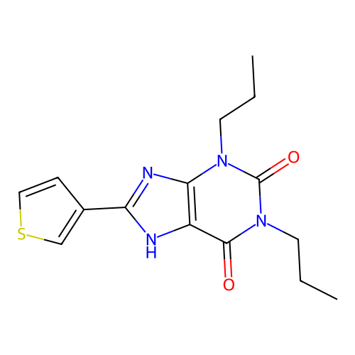 1H-Purine-2,6-dione, 3,7-dihydro-1,3-dipropyl-8-(3-thienyl)- structure