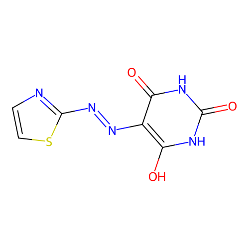 Hexahydropyrimidine-2,4,6-trione, 5-(2-thiazolylhydrazono)- structure