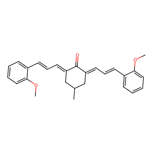 (2E,6E)-2,6-bis[(2E)-3-(2-methoxyphenyl)-2-propenylidene]-4-methylcyclohexanone structure