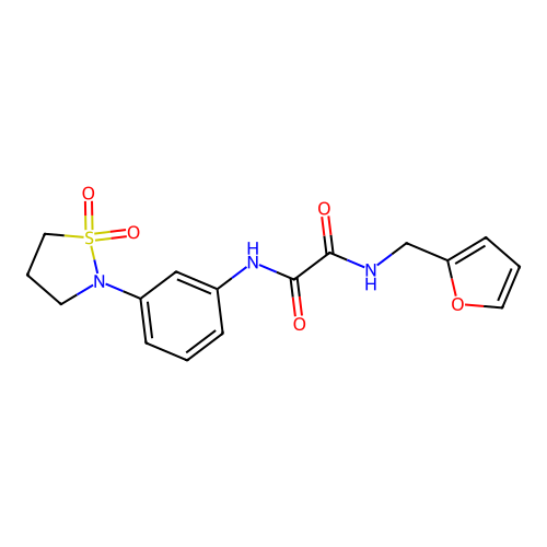 N1-(3-(1,1-dioxidoisothiazolidin-2-yl)phenyl)-N2-(furan-2-ylmethyl)oxalamide structure