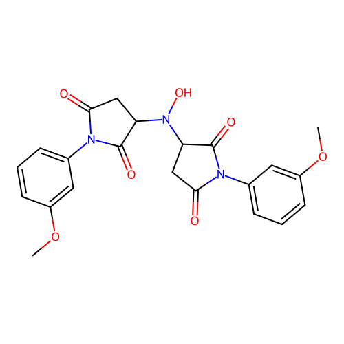3,3'-(Hydroxyazanediyl)bis(1-(3-methoxyphenyl)pyrrolidine-2,5-dione) structure