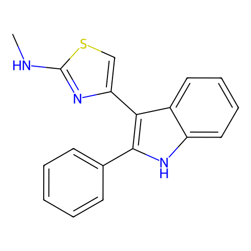 N-methyl-4-(2-phenyl-1H-indol-3-yl)-1,3-thiazol-2-amine structure
