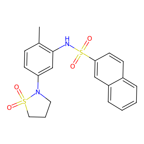 N-(5-(1,1-dioxidoisothiazolidin-2-yl)-2-methylphenyl)naphthalene-2-sulfonamide structure