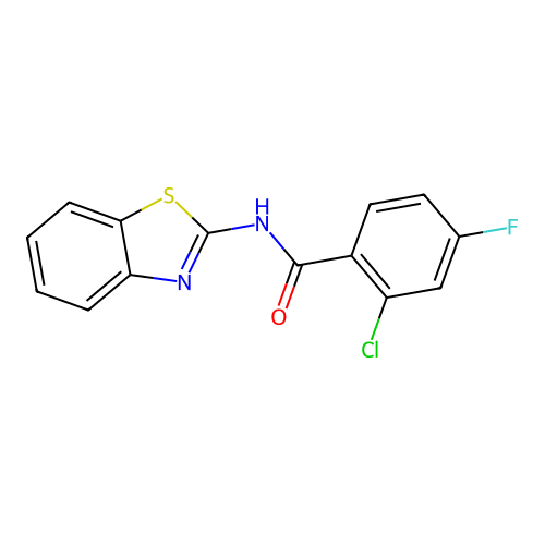 N-(1,3-benzothiazol-2-yl)-2-chloro-4-fluorobenzamide structure