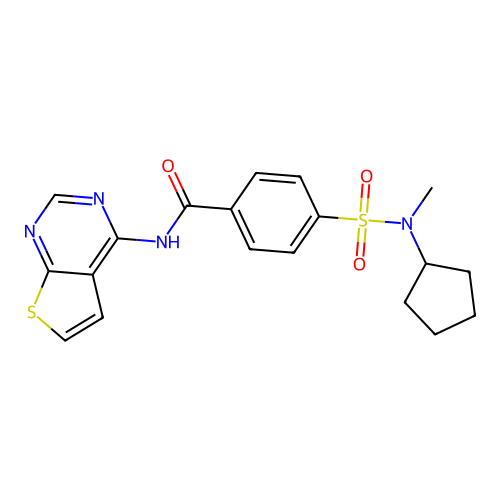 4-(N-cyclopentyl-N-methylsulfamoyl)-N-(thieno[2,3-d]pyrimidin-4-yl)benzamide structure