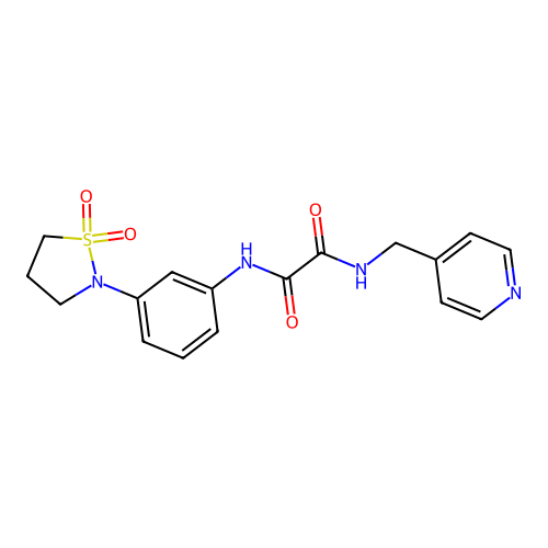 N'-[3-(1,1-dioxo-1,2-thiazolidin-2-yl)phenyl]-N-(pyridin-4-ylmethyl)oxamide structure