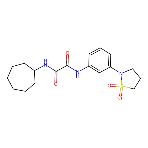 N1-cycloheptyl-N2-(3-(1,1-dioxidoisothiazolidin-2-yl)phenyl)oxalamide structure