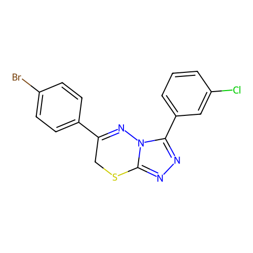 6-(4-bromophenyl)-3-(3-chlorophenyl)-7H-[1,2,4]triazolo[3,4-b][1,3,4]thiadiazine structure