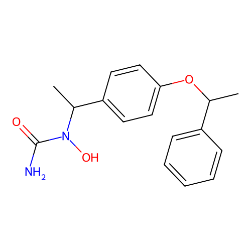N-hydroxy-N-{1-[4-(1-phenylethoxy)phenyl]ethyl}urea structure