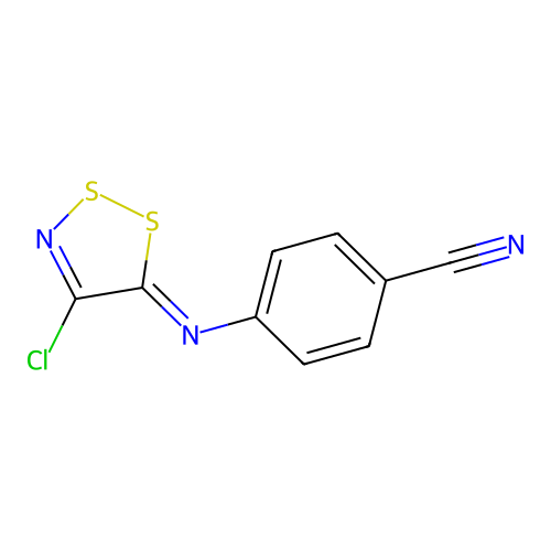 4-[(4-chloro-5H-1,2,3-dithiazol-5-yliden)amino]benzenecarbonitrile structure