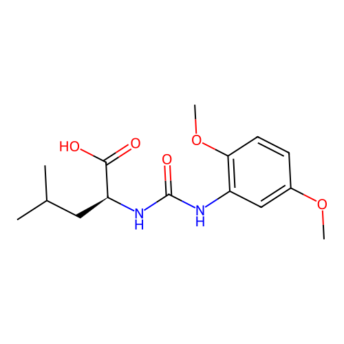 (S)-2-(3-(2,5-dimethoxyphenyl)ureido)-4-methylpentanoic acid structure