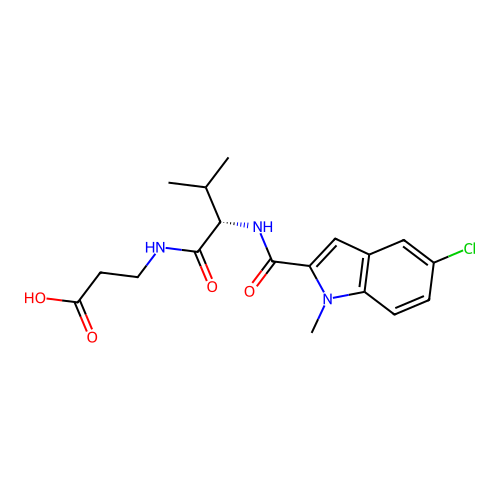 N-[(5-chloro-1-methyl-1H-indol-2-yl)carbonyl]-L-valyl-beta-alanine structure