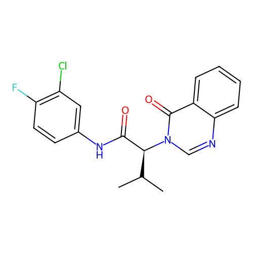 (2S)-N-(3-chloro-4-fluorophenyl)-3-methyl-2-(4-oxoquinazolin-3(4H)-yl)butanamide structure