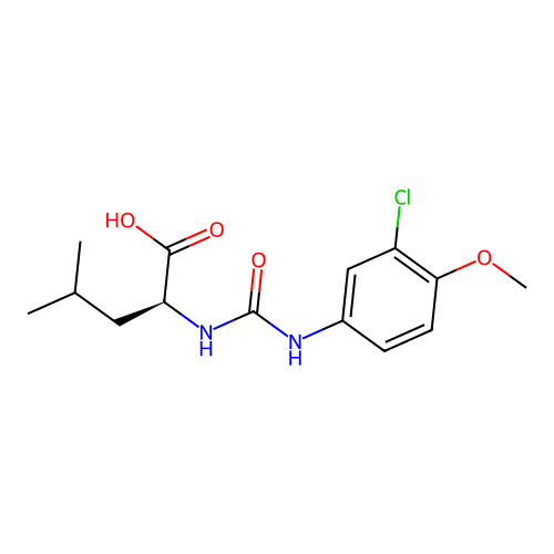N-[(3-chloro-4-methoxyphenyl)carbamoyl]-L-leucine structure