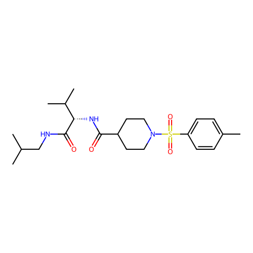 (S)-N-(1-(isobutylamino)-3-methyl-1-oxobutan-2-yl)-1-tosylpiperidine-4-carboxamide structure