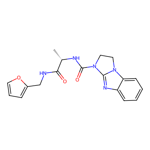 (S)-N-(1-((furan-2-ylmethyl)amino)-1-oxopropan-2-yl)-2,3-dihydro-1H-benzo[d]imidazo[1,2-a]imidazole-1-carboxamide structure