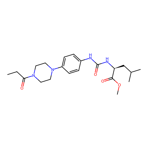 methyl N-{[4-(4-propanoylpiperazin-1-yl)phenyl]carbamoyl}-L-leucinate structure