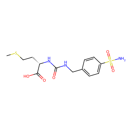 N-[(4-sulfamoylbenzyl)carbamoyl]-L-methionine structure
