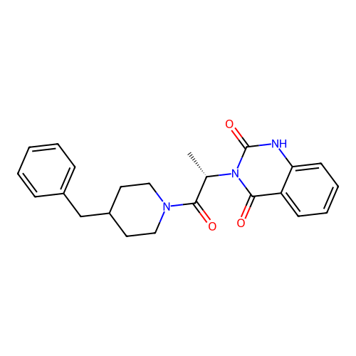(S)-3-(1-(4-benzylpiperidin-1-yl)-1-oxopropan-2-yl)quinazoline-2,4(1H,3H)-dione structure