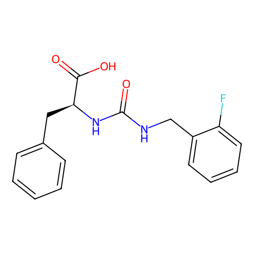 N-[(2-fluorobenzyl)carbamoyl]-L-phenylalanine structure