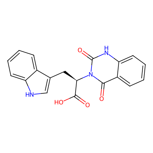 (R)-2-(2,4-dioxo-1,2-dihydroquinazolin-3(4H)-yl)-3-(1H-indol-3-yl)propanoic acid structure