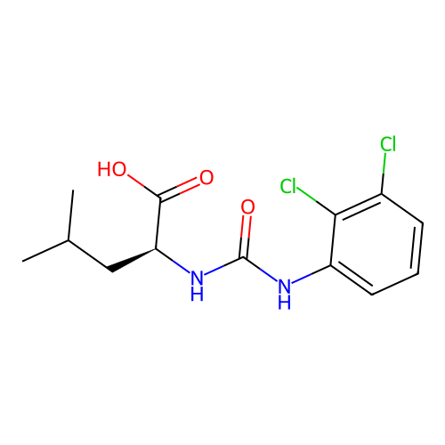 N-[(2,3-dichlorophenyl)carbamoyl]-L-leucine structure