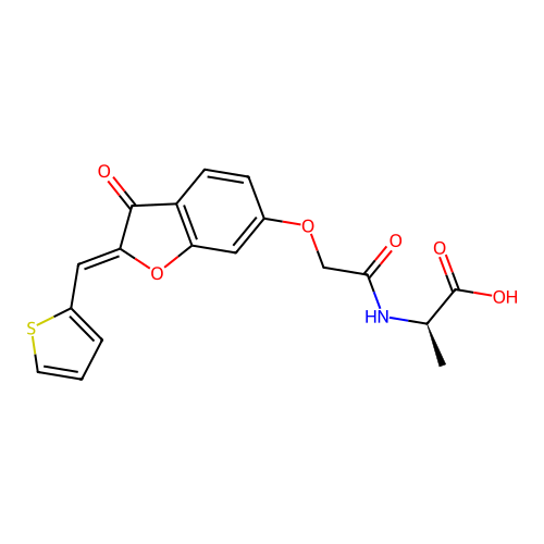 2-[[2-[3-oxo-2-(thiophen-2-ylmethylidene)benzofuran-6-yl]oxyacetyl]amino]propanoic Acid structure