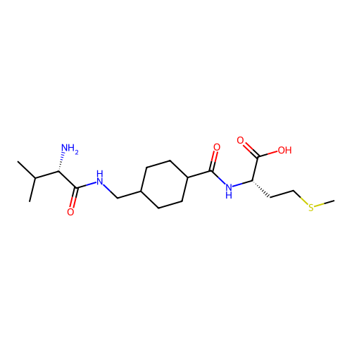 (2S)-2-[[4-[[[(2S)-2-amino-3-methylbutanoyl]amino]methyl]cyclohexanecarbonyl]amino]-4-methylsulfanylbutanoic acid structure
