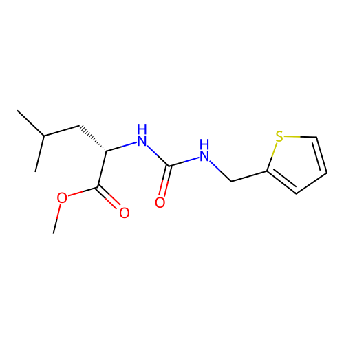 (S)-methyl 4-methyl-2-(3-(thiophen-2-ylmethyl)ureido)pentanoate structure