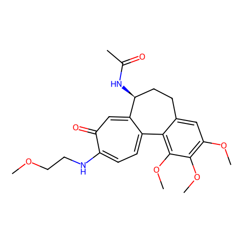 (S)-N-(1,2,3-trimethoxy-10-((2-methoxyethyl)amino)-9-oxo-5,6,7,9-tetrahydrobenzo[a]heptalen-7-yl)acetamide structure