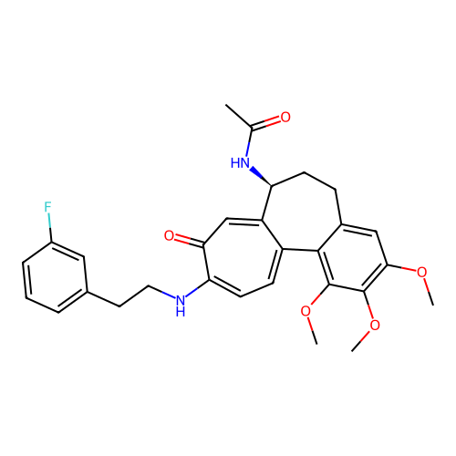 (S)-N-(10-((3-fluorophenethyl)amino)-1,2,3-trimethoxy-9-oxo-5,6,7,9-tetrahydrobenzo[a]heptalen-7-yl)acetamide structure